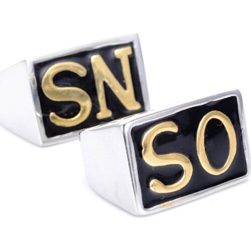 2Pcs SONS fashion Gold and silver color stainless steel mens rings Size US7-15