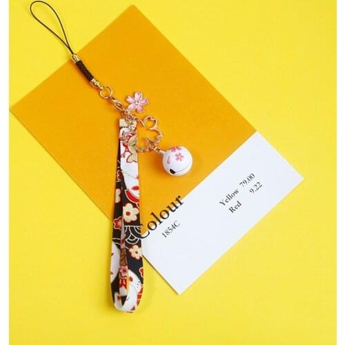 2021 Cute Japan Tradtional Maneki Neko Lucky Fortune Cat Sakura Keychain Key Chain Car Bag Pendent Mobile Accessories Women D589