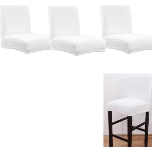 3x Stretch Short Back Dining Chair Cover Bar Stool Seat Slipcover White