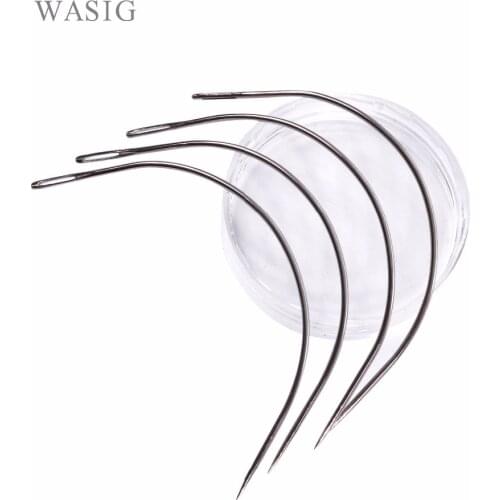 50 Pieces 9 CM C Shape Curved Needles Threader Sewing/Weaving Needles for Human Hair Extension Weft Weaving
