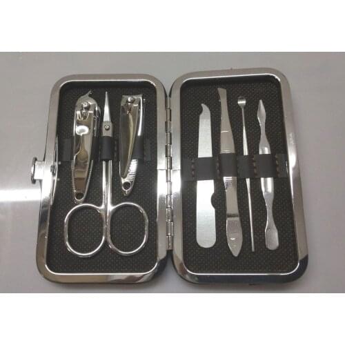 7pcs/Set Nail Clipper Kit Nail Care Pedicure Scissor/Tweezer/Knife/Ear pick,Utility Manicure Set Tools+PU Leather Case