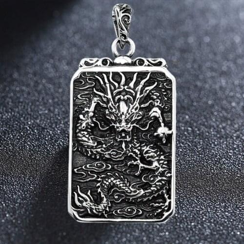 Stainless Steel Chinese Zodiac Dragon Good Meaning Amulet Men Pendants Chain For Boyfriend Jewelry Creativity Gift Wholesale