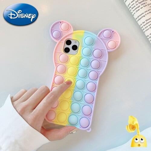 Mickey Mouse Relieve Stress Fidget Toys Push Bubble Phone Case Huawei/iphone 7 8 XS XR 11 12 Antistress Sensory Cover Adult Kids
