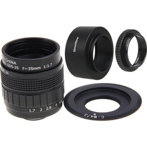 Fujian 35mm F1.7 CCTV Movie lens +C Mount +Lens Hood for Olympus Panasonic Micro M4/3 M 4/3 Camera lens