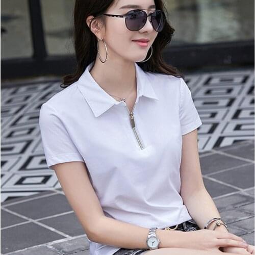 GGRIGHT 2020 New zipper Cotton Polo Shirts Women Spring Summer Casual Plus Size Turn-down Collar Polo Tops Female Breathable