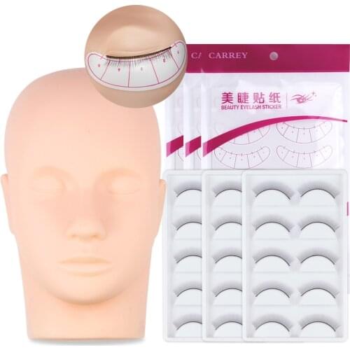 Silicone Eyelash Mannequin Model Head Practice False Eyelashes Under Eye Pads Training Set Grafting Eyelashes Eye Lash Supplies