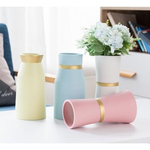Frosted Painted Gold Ceramic Crafts Vase Stoneware Simple Creative Home Decoration European Style Retro Living Room Decoration