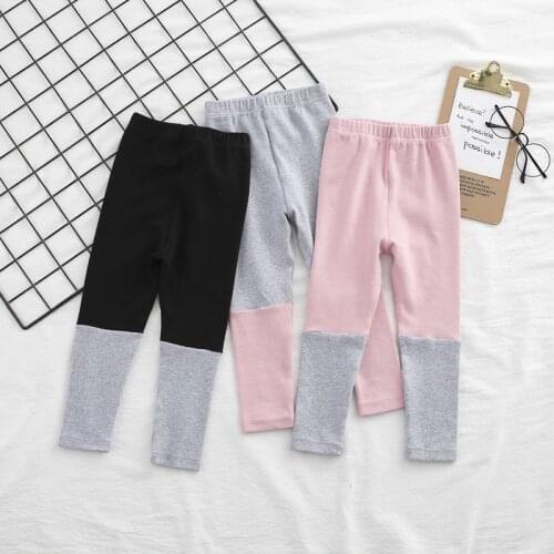Spring Autumn Kids Leggings 2021 Toddler Girls Two Color Stiching Fashion Leggings Cotton Skinny Pants for Girls Baby Leggings