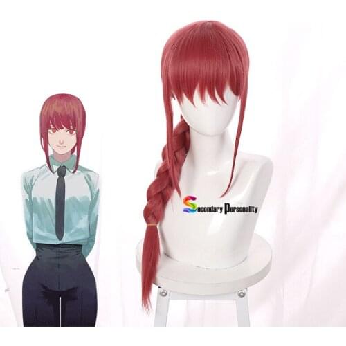 Makima Cosplay Wig Anime Chainsaw Man Cosplay Long Pink Braided Synthetic Hair Halloween Party Role Play Wigs