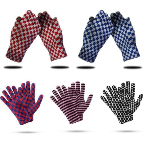 Fashion Black White Plaid Simple Knit Gloves Mittens Unisex 3D Printed Touch Screen Garden Cycling Outdoor Gloves For Women Men