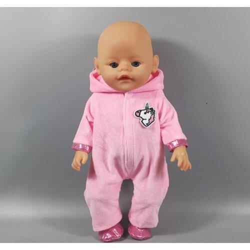 Baby New Born Fit 43cm-45cm 18 inch Boy Girl Unicorn Rabbit Horse Cat PowderBear Doll clothes For children Birthday Gift 19