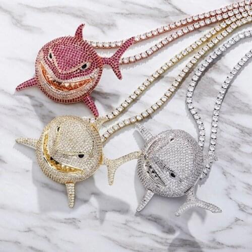 Stainless Steel Shark Metal Pendant Necklace For Men Fish Necklace With Twisted Chain Charm Trendy Male Personality Jewelry