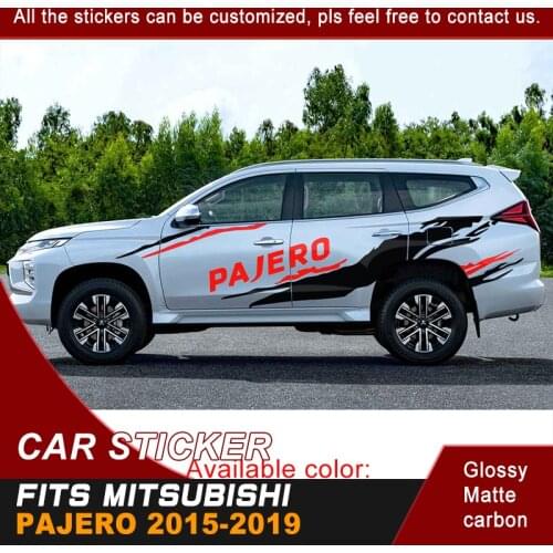 Fit For MITSUBISHI PAJERO 2015 2016 2017 2018 2019 Car Decals Side Body Racing Mud 2 Colours Stripe Graphic Vinyl Car Sticker