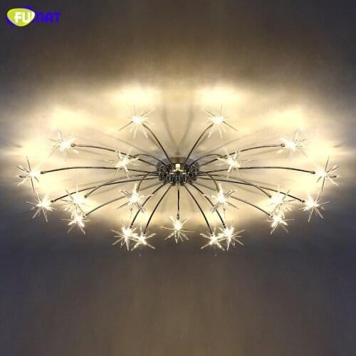 FUMAT Modern Sky Star Crystal Chandeliers sitting Round G4 LED Crystal Glass Stars Suspension Lights Living Room Lustre Cristal