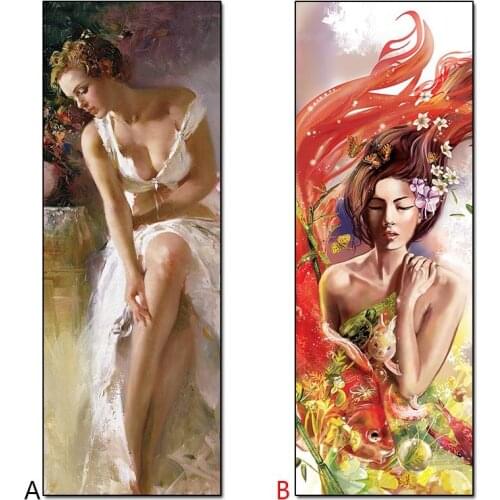 Full Square Diy 5D Diamond Painting Elegant Girl& Dancing With Fish Embroidery Mosaic Cross Stitch Kits Wall Art Home Decoration