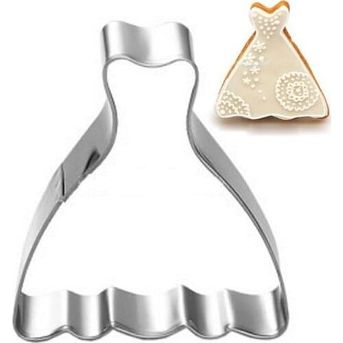 Lovely Wedding Dress Stainless Steel Cookie Molds Mousse Ring Fruit & Vegetable Cutters DIY Baking Styling Tools A204