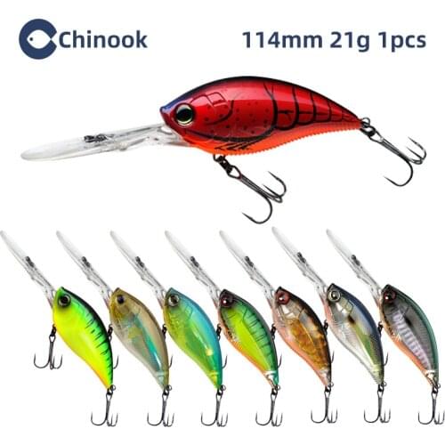 Chinook Lure crankbait Fishing Lure 114MM 21G hooks fish wobbler tackle crankbait artificial hard bait swimbait depth 0.3-1.2m