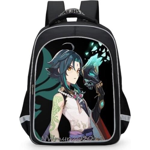 Genshin Impact Backpack Students Zipper 16Inch Primary School Bags Teenage Burden Alleviation Boys Girls Traval Mochila Infantil
