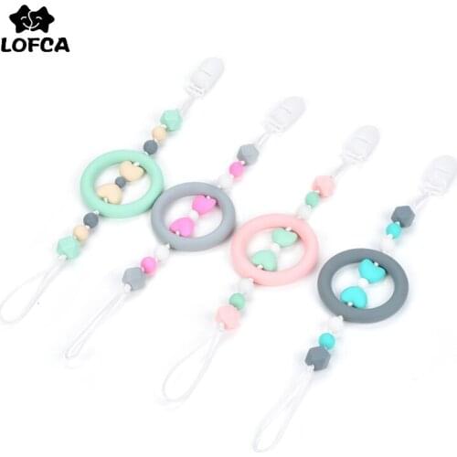 LOFCA Silicone Heart Pacifier Clip BPA Free Baby Carrier Teething Accessory Baby Teether Toys Chewable Teething Pacifier chain