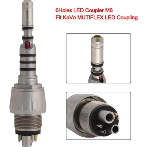 Dental Coupling 6Holes M6 Coupler/Adaptor for Dental LED Fibre Optic High Speed Handpiece Dental Air Turbine Fit Ti-MAX X600KL