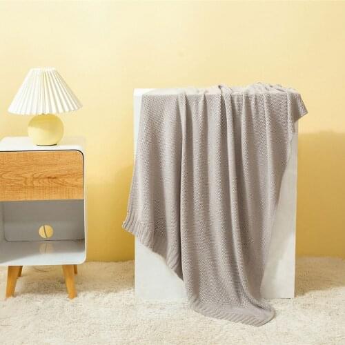 Svetanya Solid Grey Simple Knitted Cozy Nap Summer Quilted Thread Blanket Throws Bamboo Fiber Sheets Bedspread