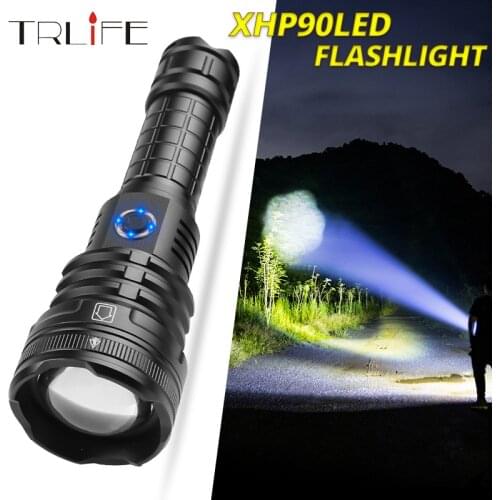 Core-qard XHP90 LED Flashlight Powerful 26650 Battery Lamp Waterproof Hunting Camping Light 18650 Long Shot USB With Tail Hammer