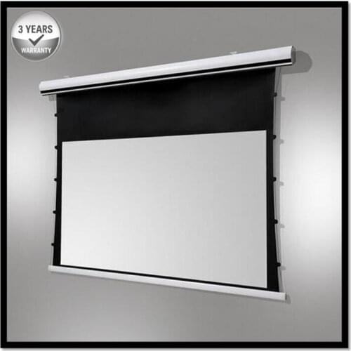 T2HFGG Premium Tab-Tension, 16:9HDTV, 4K/3D Tensioned Electric Motorized Projection Projector Screen, PVC 3D Silver Grey