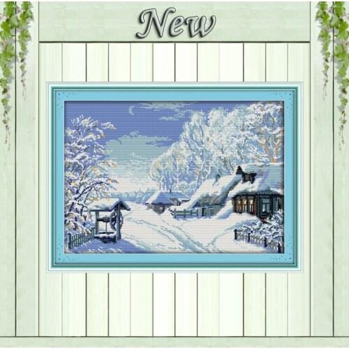 The middle of winter Scenery,11CT printed on canvas DMC 14CT Cross Stitch kits,embroidery needlework Set,Snow Scenic home Decor
