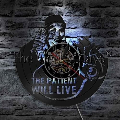The Patient Will Live Inspirational Modern Decorative Lighting Hospital Medical Clinic LED Light Vinyl Record Wall Clock