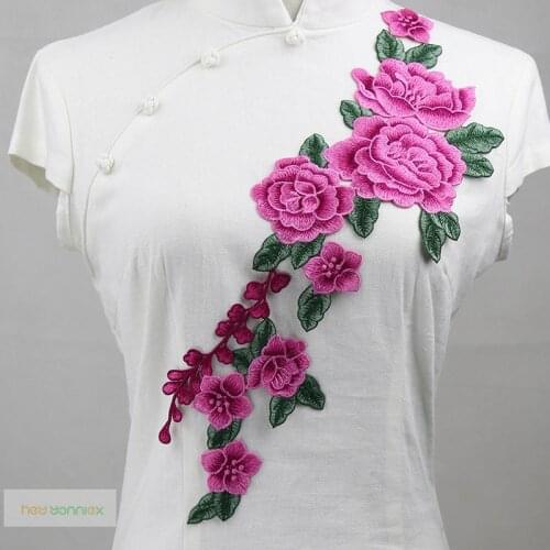 High Quality Large Embroidered Rattan Peony Flower Cloth Patches Clothes Skirt DIY clothing Accessories Patch Sew-On Type
