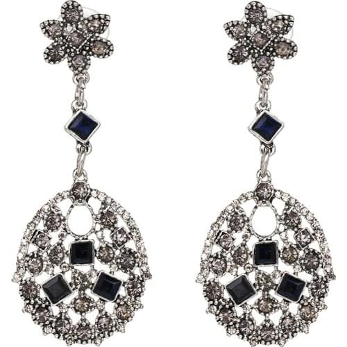 YaYi Jewelry Fashion Bohemia Blue Glass Crystal Rhinestone Dangle Women Hook Eardrop Wear Ear Band Long Tassel Earrings Gift