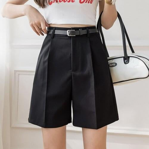 2021Summer Shorts Female High waist Fashion Korean Women Shorts Wide Leg Slim Suit Short Pants
