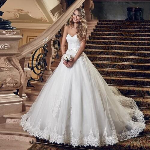 Vestido Novia Tulle Ball Gown Wedding Dress Strapless Trouwjurk Lace Up Back Gelinlik Luxury Sukienka Na Wesele Robe Mariage