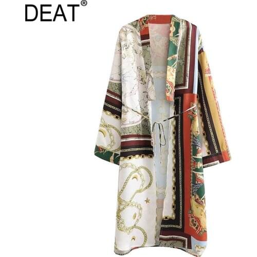 [DEAT] 2021 Summer New Fashion Tide Street Style Loose Fit Printing Long Sleeve Temperament Women Coat Chic Tops 13C613
