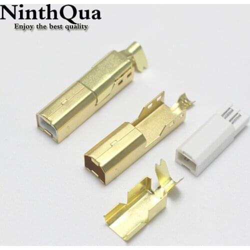 1/2/5 Sets Gold plated USB 2.0 B Type Male THREE-PIECE DIY USB Connector Soldering Printer Tail Charging USB Jack