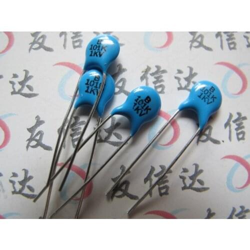 100pcs/High voltage ceramic capacitor 101K 1KV P=5mm High voltage ceramic blue 100PF 1000V 10