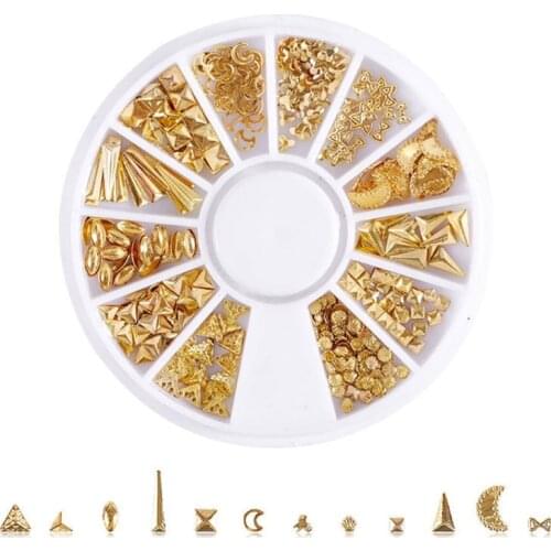 2021 New 3D Gold Silver Nail Charms Metal Rivets Studs Rhinestones Pearl Nail Jewelry DIY