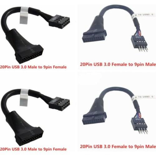 19/20 Pin USB 3.0 Female To 9 Pin USB 2.0 Male Motherboard Header Adapter Male to Female Cable For Desktop 13CM