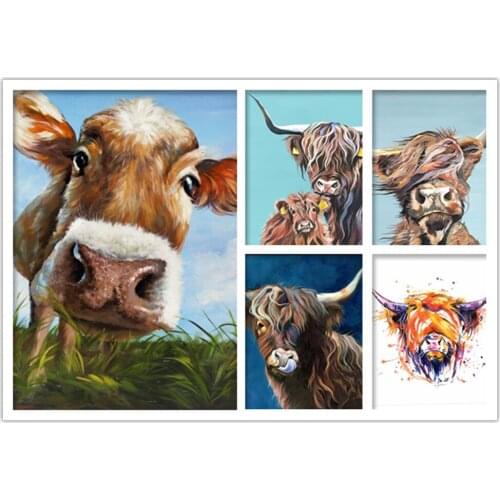 DIY Diamond Painting Cross Stitch Highland Cow Needlework 3D Diamond Embroidery Full Diamond Mosaic Crystal Decorative