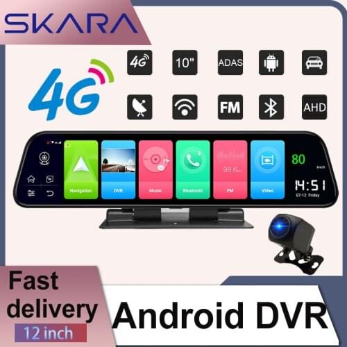 12'' 4G ADAS Car DVR Camera Android 8.1 Stream Media Rear View Mirror FHD 1080P WiFi GPS Dash Cam Registrar Video Recorder