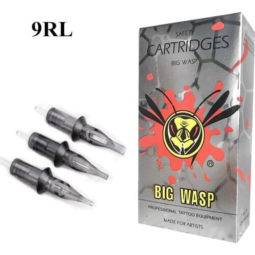 BIGWASP Evolved Gray Disposable Sterilized Safety 9RL Tattoo Needle Cartridges 20Pcs/box (9 Round Liner)