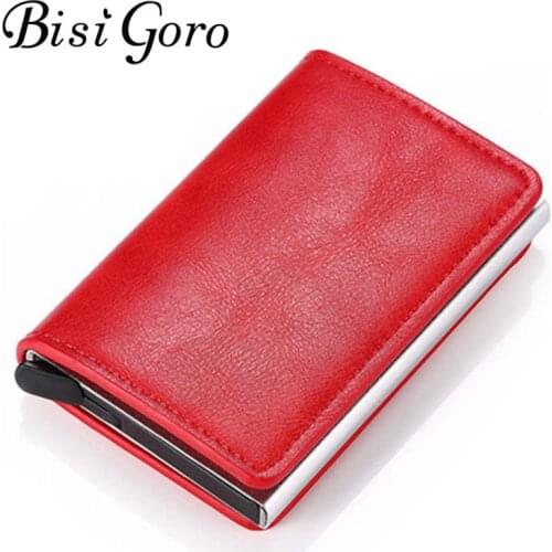 Bisi Goro 2020 Blocking Wallet RFID Credit Card Holder Black Card Holder Aluminum Slim Metal Card ID Holder Dropshipping