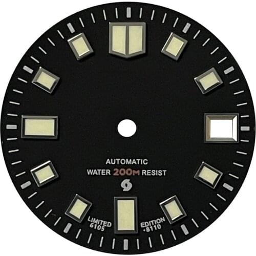 28.5mm Watch Dial w/ C3 Luminousfor NH35A Diving Watch Movement ( w/ LOGO) Repair Part