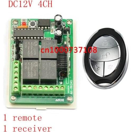 DC 12V 4 CH RF Wireless Remote Control Switch System,315/433 MHZ Transmitter And Receiver learning code switch power supply