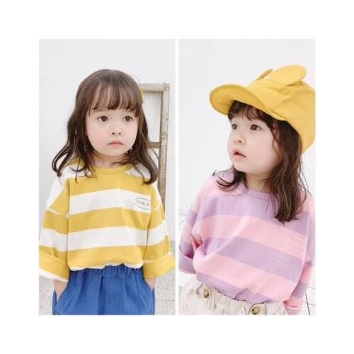 Childrens Clothing Baby Boys and Girls Cotton Striped T Shirt Kids Casual Long Sleeve Tee Shirt Fashion Wild Toddler Top Tees