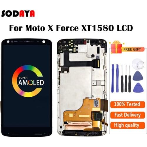 For Motorola moto x force Display XT1580 LCD Screen With Touch Screen Digitizer Assembly with frame Free Shipping