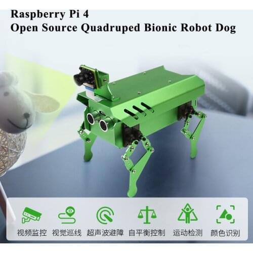 For Raspberry Pi 4b Quadruped Robot Bionic Robot Dog Opencv Smart Ai Visual Recognition Kit Python Program DIY Toy