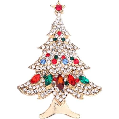 Women Rhinestone Inlaid Christmas Tree Brooch Pin Corsage Scarf Badge Xmas Gift stetoskop Tree Brooch Pin Corsage Brooch Pin