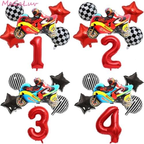 Racing Car Party Decorations Motorcycle Foil Balloon Kids Birthday Party Decors Boys Favors Gift Baby Shower Supplies Air Golobs
