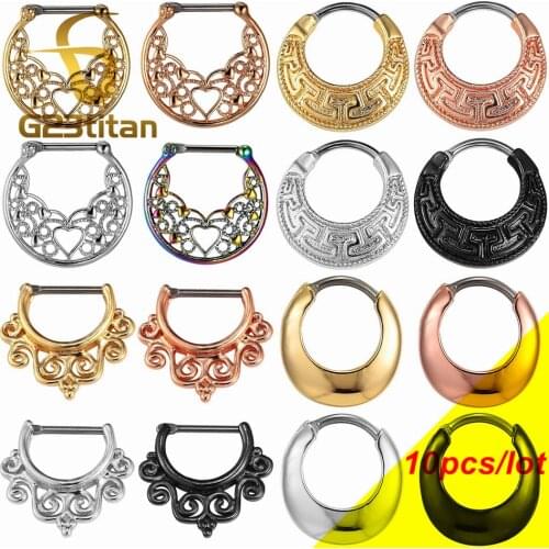 Wholesale Nose Septum Rings 8mm 16G Titanium Pole Nose Hoop Septum Clicker Ear Daith Piercing Earring Ring Body Jewelry